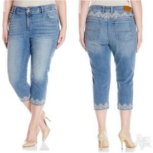 Lucky Brand Light Blue Cropped Embroidered Ankle Jeans